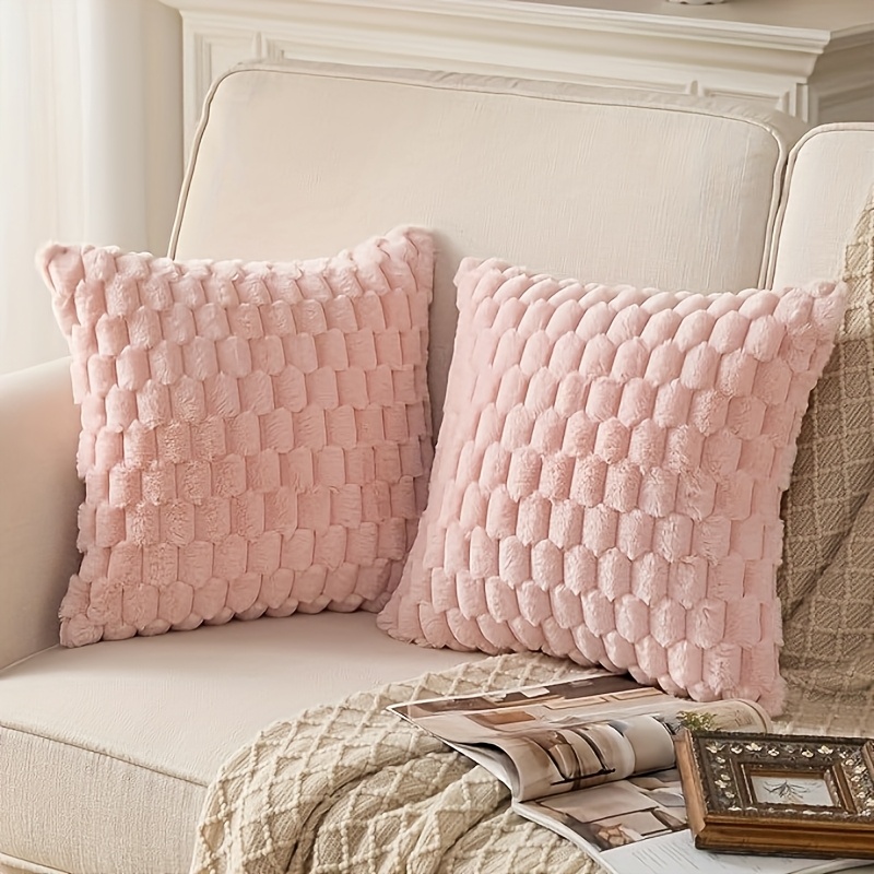 E-shop Ein Set aus zwei ultraweichen Plüsch-Dekokissenbezügen, künstliche Plüsch-Kissenhüllen, geeignet für Sofas, Betten, Wohnzimmer, Schlafzimmer