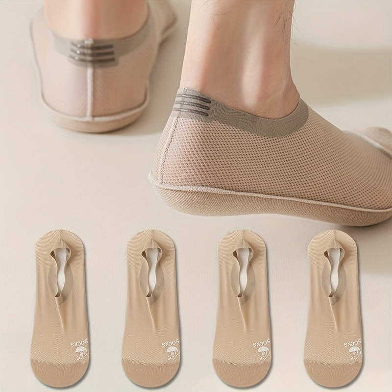 E-shop 4 Paar ultrabelüftete, unsichtbare Herrensocken - Leichtes, atmungsaktives Mesh-Gewebe, weich und elastisch - Geeignet für Büro, Freizeit und