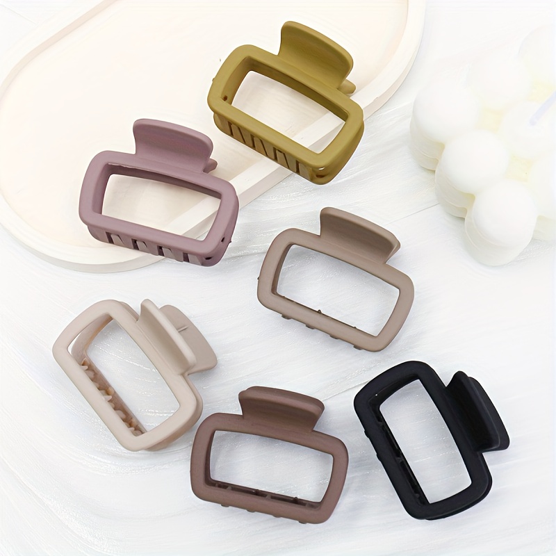 4pcs Matte Square Hair Claws - Minimalist Rectangular Hair Clips for Updos, Half-Up Styles & Everyday Casual Wear, Durable Non-Slip Hair Accessories for Women & s, Hairstyle Support Tools, Sturdy Grip Clips