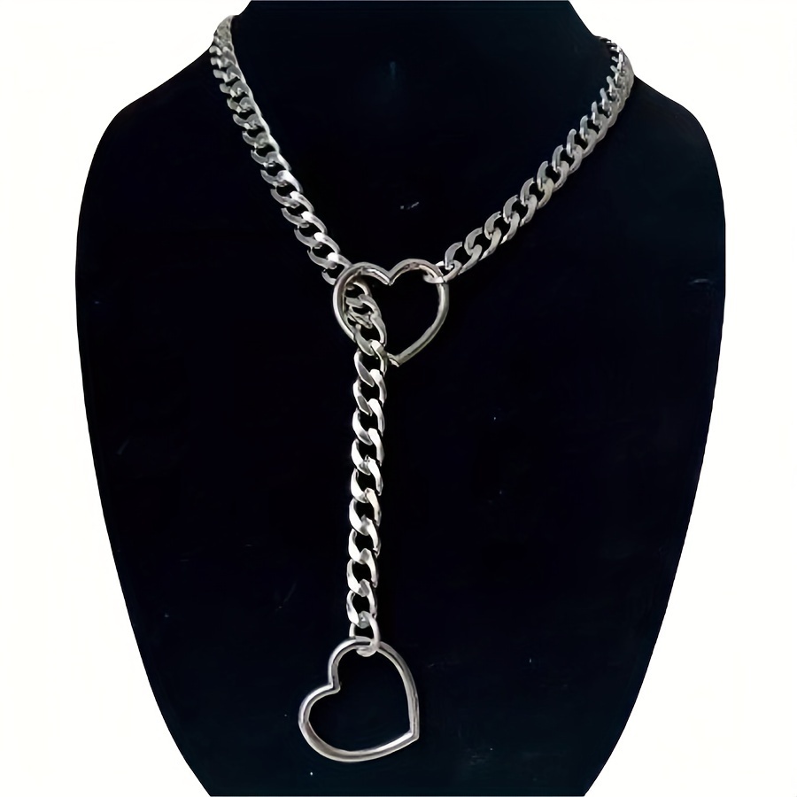 Image of 1pc Gothic Y2k Style Slip Chain Necklace For Punk Heart Slip Chain Choker Necklace Jewelry Adjustable Gothic Y-necklace, Unisex, Suitable For Daily Casual Gatherings Music Festivals