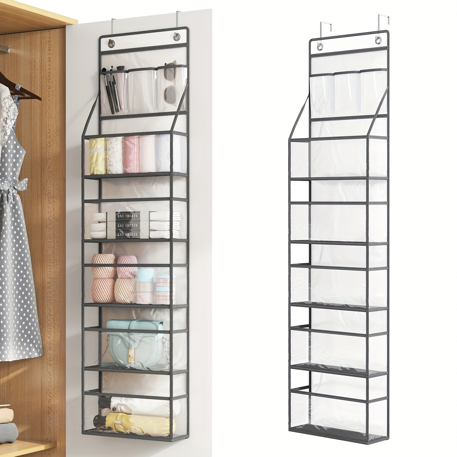 

1pc Over The Hanging Pantry Organizer 5- Organizer Clear Plastic Behind The , 59in Organizer Organizer For Closet Bathroom ()