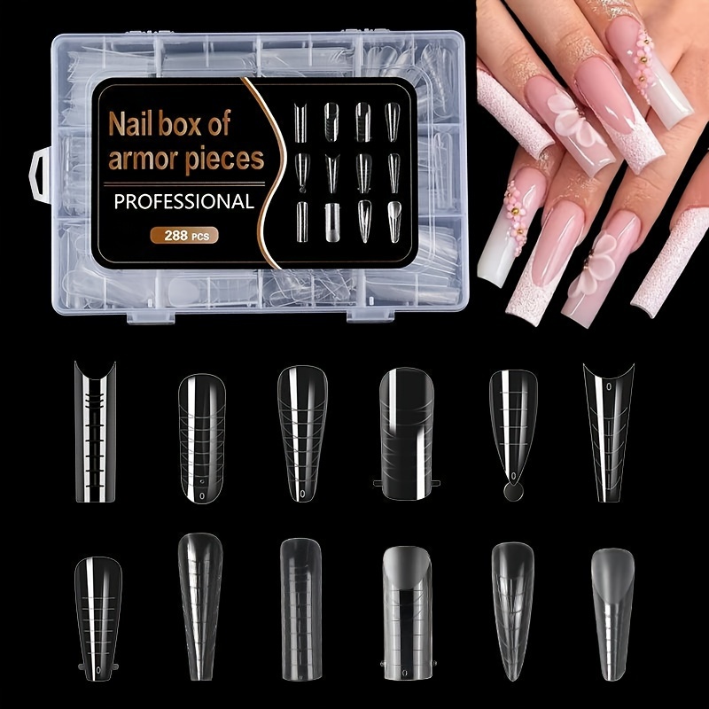 

12 Different Models Nail Dual Forms Set, Full Cover Acrylic Nail Tips Extension Molds For Builder Gel Manicure Design, Professional Kit