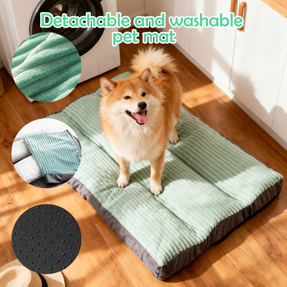 TEMU 1pc Luxurious Striped Dog Bed With Removable And Washable Cover - Pet Mat For Small To Large Breeds, Non-slip Bottom, Cozy Indoor/ Nest For Dogs