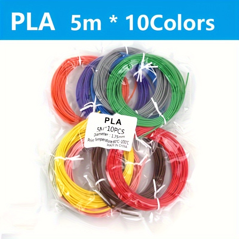 TEMU Special Consumables For 3d Printing Pens, Printing Pen Filament, , Diameter 1.75mm, 10 Colors, 50 Meters, Non Repeating Colors, Bright Colors, Safe, Non Irritating Odor, Non Clogging, Smooth.