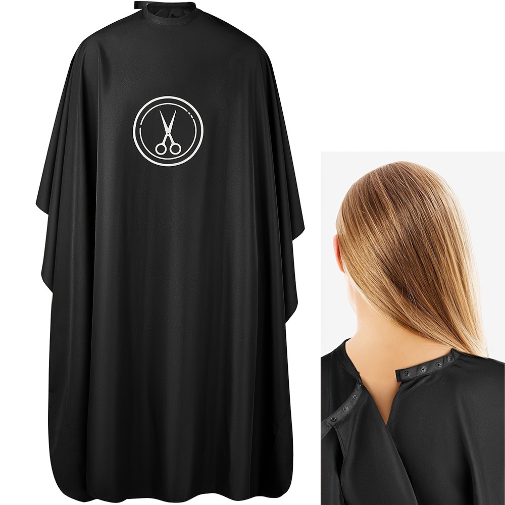 

Barber Cape - Professional Large Hair Cutting Cape With Snap Closure, Unisex Adults Black Haircut Cape; Salon Cape For Men, Water Resistant Hairdresser Styling Cape, Hair Stylist Gown