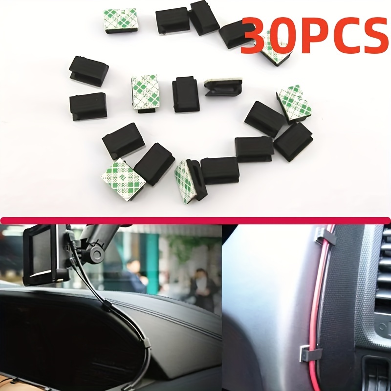 30-pack Self-adhesive Car Clips, Plastic Cable Ties For Gps, Data, And Lighting Wire Management, Vehicle Interior Accessories For Car Bundle Organization