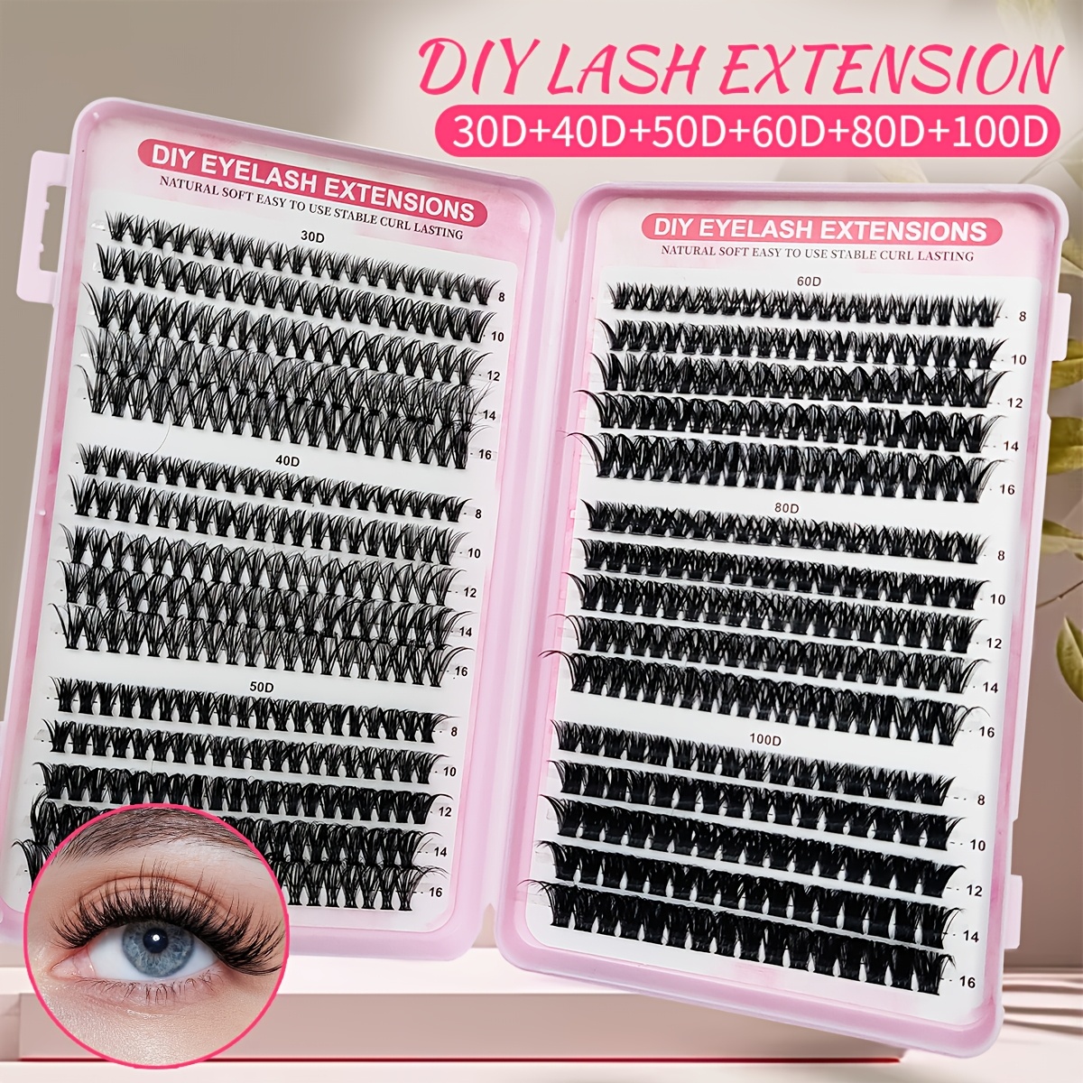 paquete   de   30d 40d 50d 60d 80d 100d 8-16mm pestañas naturales gruesas set de   kit de extensión de pestañas multi-densidad c   pestañas individuales de pluma natural para principiantes
