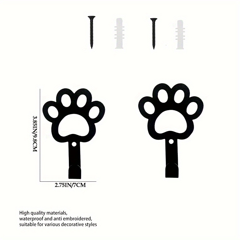 2-pack Metal Dog Paw Key Hooks, Single Hook Cute Home Decor Hooks, Dog House Decorative Sign Hooks