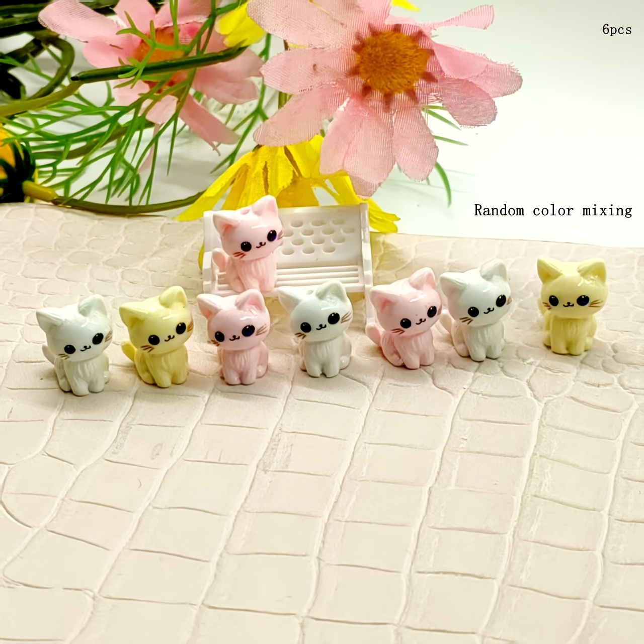 E-shop 6 Stück Zufällige Farbmischung Harz Vertikales Loch Sitzende Katze, Hunde Dekorative Perlen, Perlenstift Dekoration, Schmuck Dekoration Zusätze,