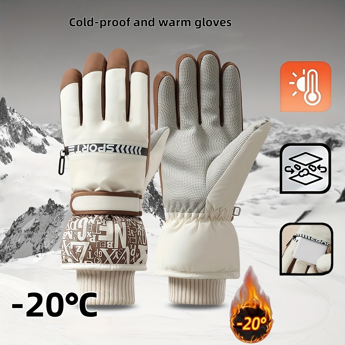 Winter-Handschuhe Wasserdicht & Touchscreen-fähig – Für Ski, Rad, Wandern, Grau/schwarz, Gr. Ca. 30 Cm