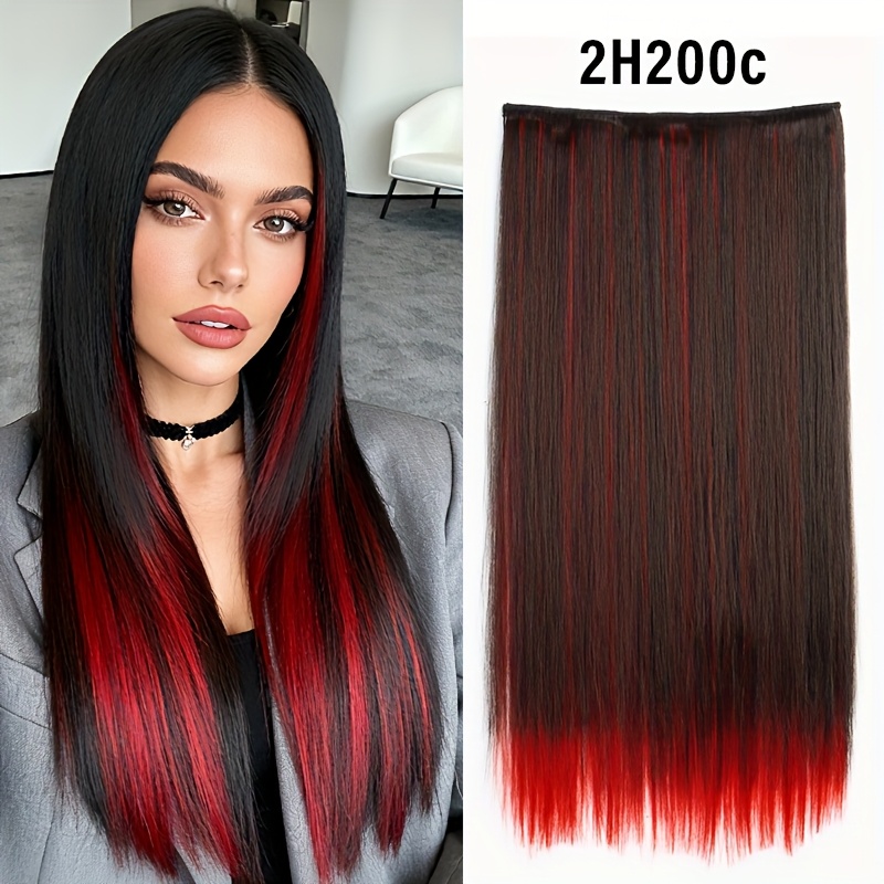 TEMU Synthetic Hair Extension | Fantasy Clip-in Hair - Straight Extension For Halloween & Christmas | 5-