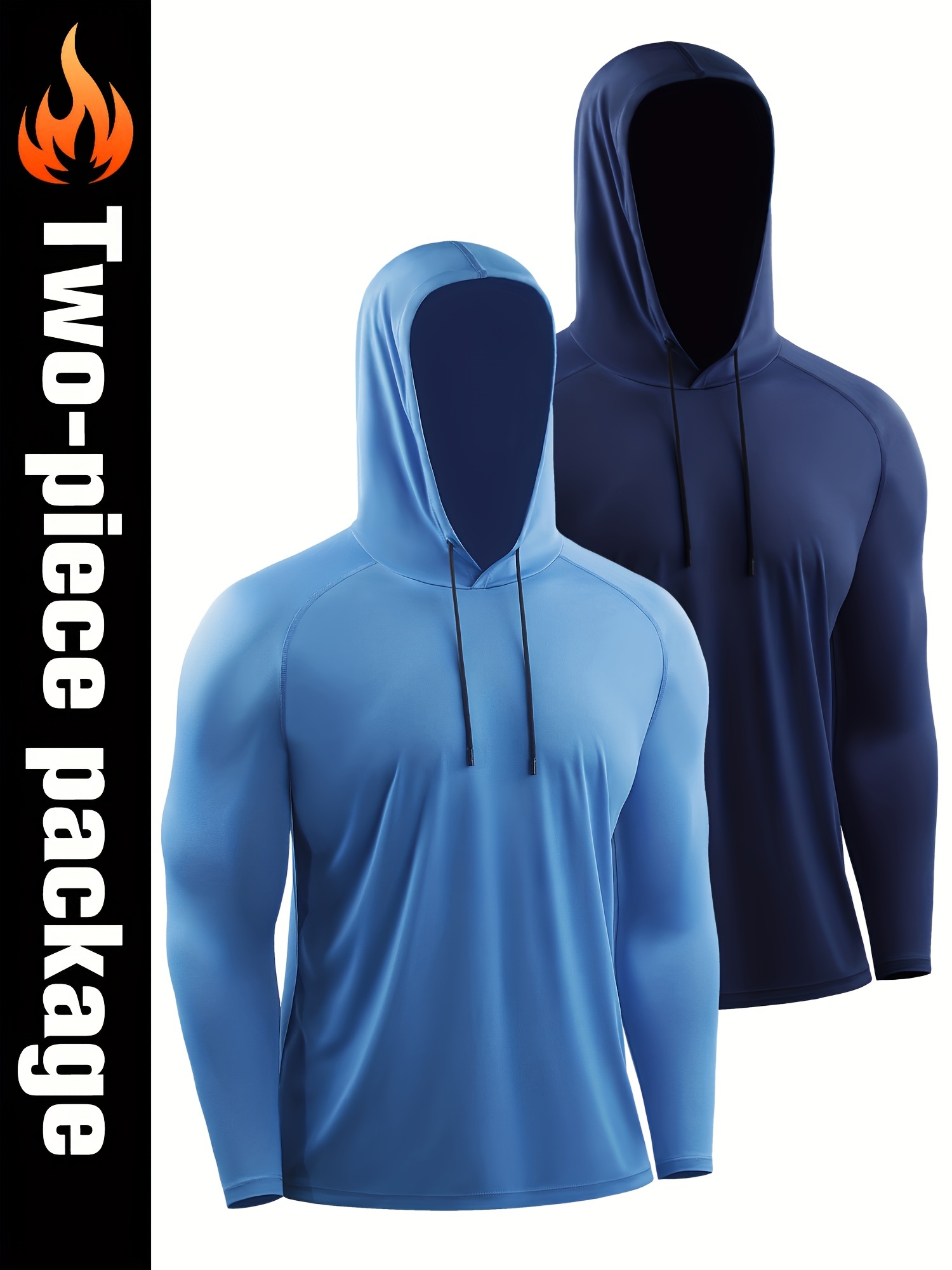 two-pack men's outdoor hooded long-sleeve sports t-shirt