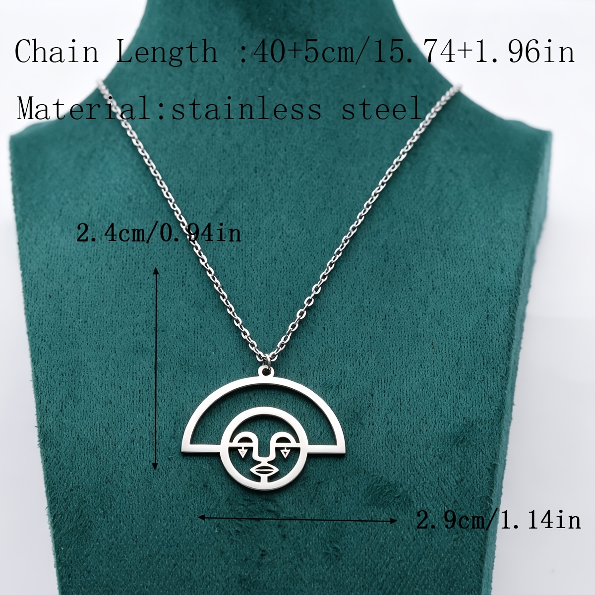 Abstract Face Symbol Pendant Necklace, Protection Amulet