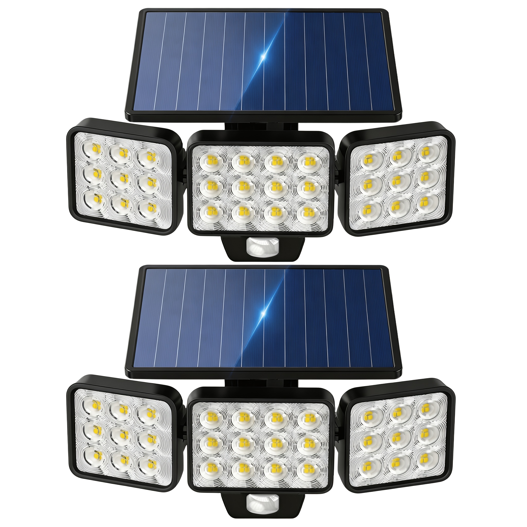 Image of 1/2 Pack 3 Head Motion Sensor Solar Lights Outdoor, 240leds 3 Linghting , 270° Wide Angle Solar Street Area Lights, Ipx5 Solar For Outdoor