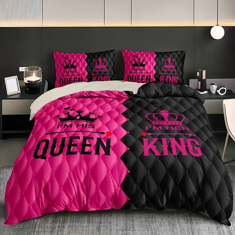 3pcs couples print duvet cover set with 1 duvet cover 2 pillowcases without pillows home dorm high definition contrast exuding and Product details 1
