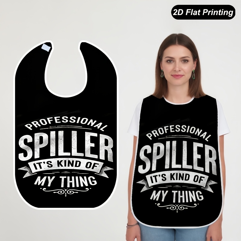 TEMU 1pc 2d Flat Professional Spiller Printed Bibs Fashionable Adult And Elderly For , Durable Construction, Easy To Clean, Easy To Grab, Lightweight
