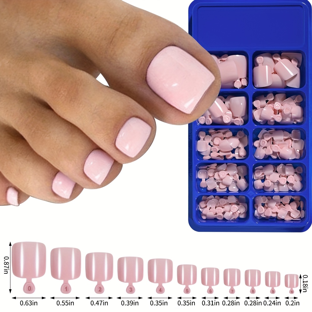Image of 120pcs 12 Sizes Short False Nails Glossy Press On Toe Nails Short Square False Nail Solid Cover Square Fake Nails Colorful Artificial Nail Tips For Nail (classic Pink Colors)