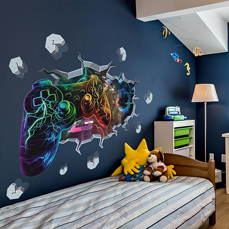 Wondever Large 3D Gamer Zone Wall Stickers – Peel & Stick Video Game Graffiti Decals For Boys Bedroom, Kids Room, Playroom