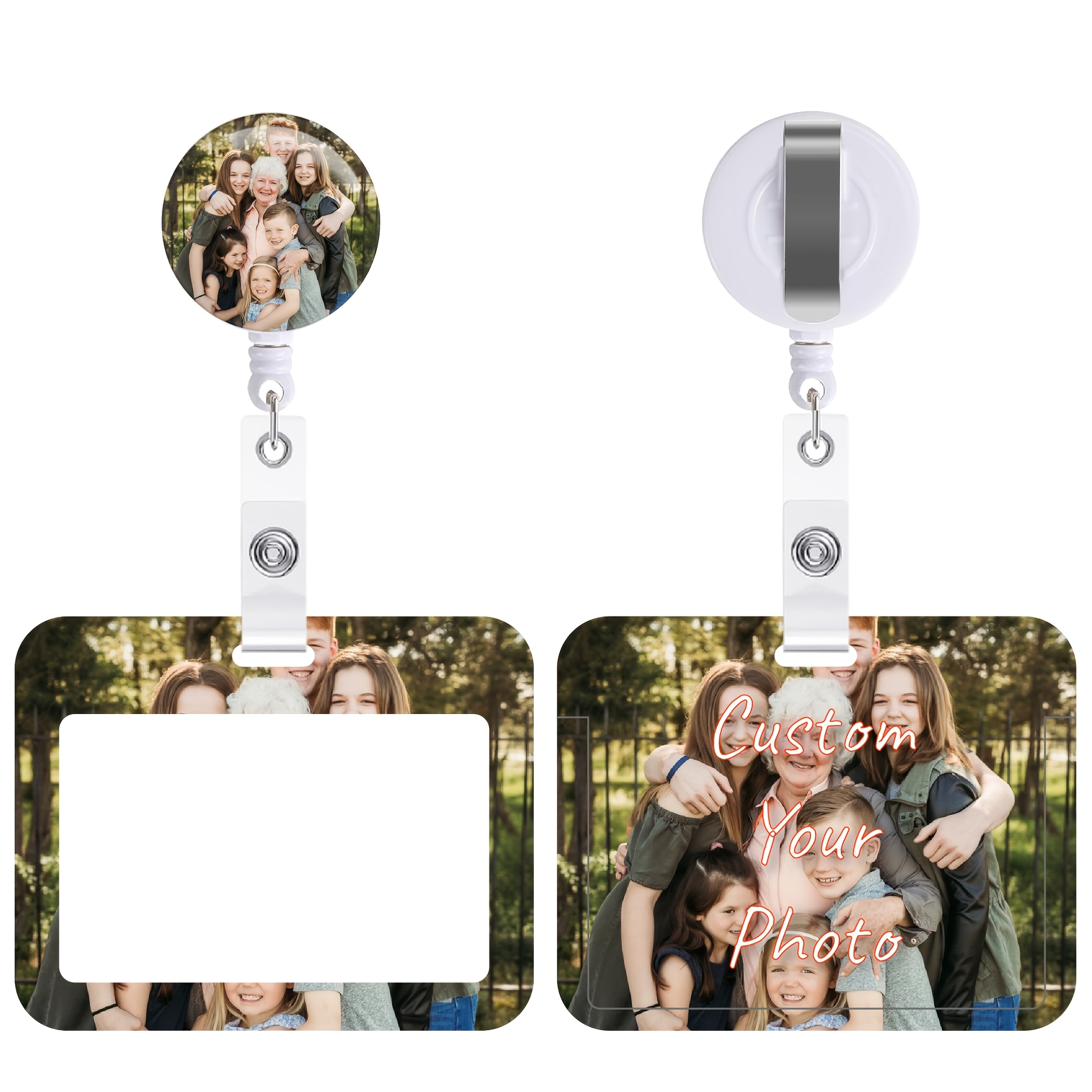 TEMU 2d Custom Photo Badge Reels With A Sturdy Black Clip And Durable Vertical Card Sleeve Customization. Ideal For Use In Offices, Medical ,