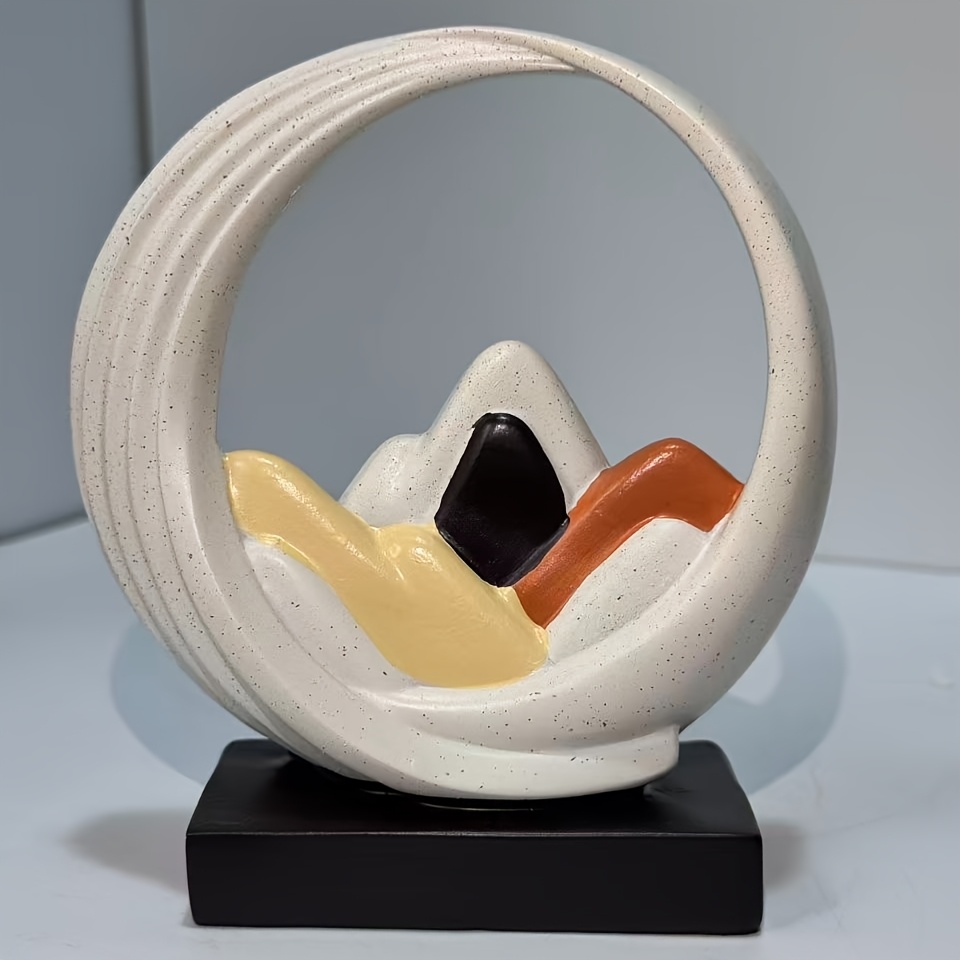 TEMU 1pc Crescent Sculpture Statue - Elegant Resin Curved Decor With Minimalist Suitable For Dresser, Shelf, Mantel - Calming Atmosphere Enhancer For
