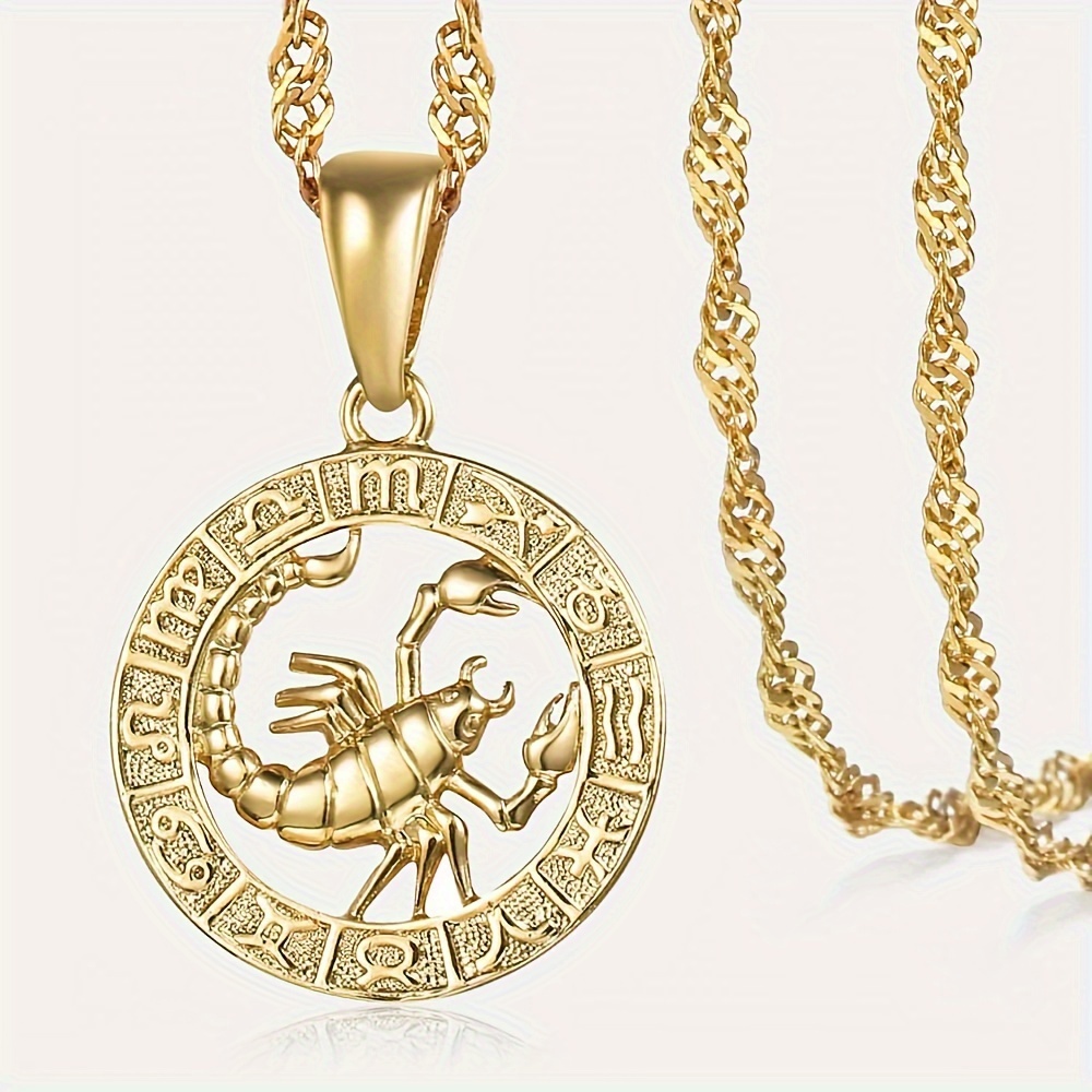 

12 Horoscope Pendant Necklaces For Women Men Golden Aries Leo 12 Constellations Zodiac Sign Necklaces Wave Twisted Link Chain Fashion Jewelry