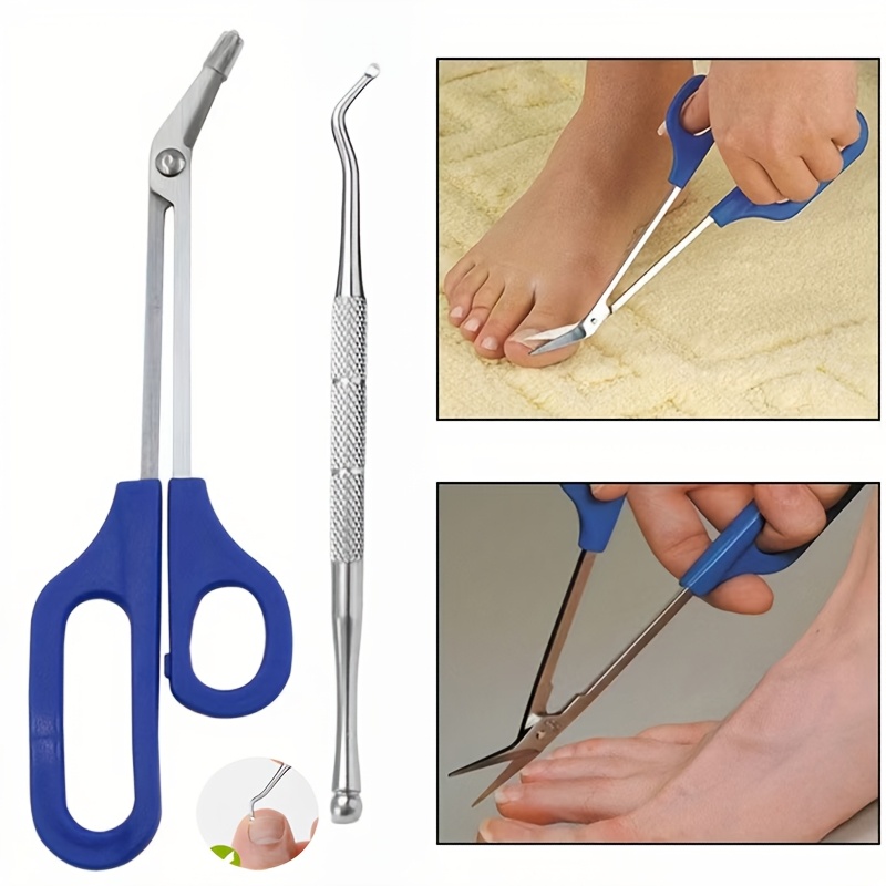 E-shop 2er-Set Nagelknipser mit langem Griff und gutem Halt - Aus Edelstahl, mit langen und gebogenen Klingen, Fußhautknipser, - und Mullschere, lange