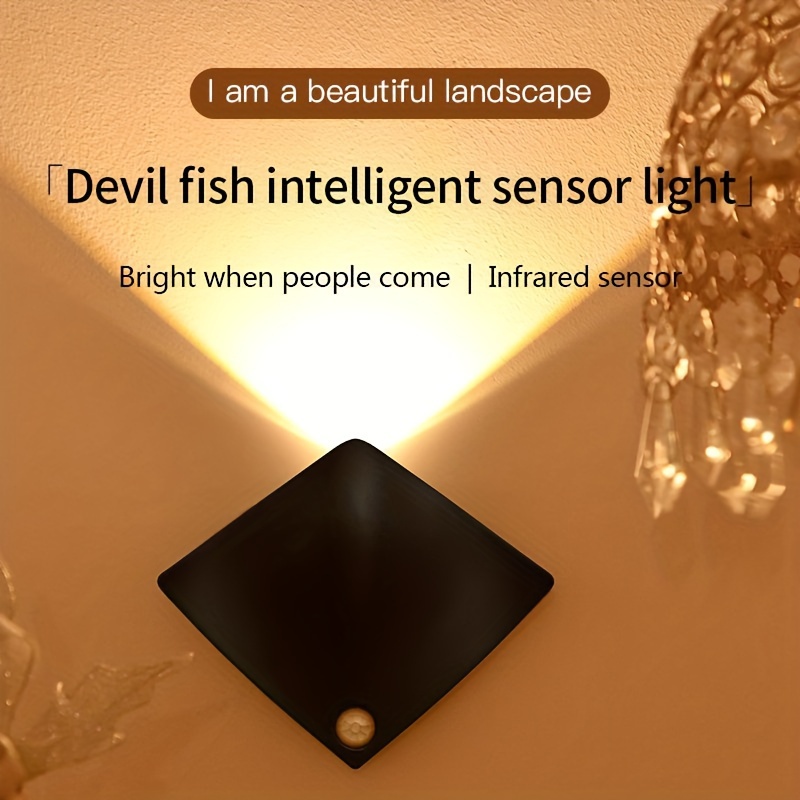 

Pookin Usb Rechargeable Led Motion Sensor Wall Light - Magnetic, Fish-shaped Night Light For , Stairs, Bedrooms & Kitchens