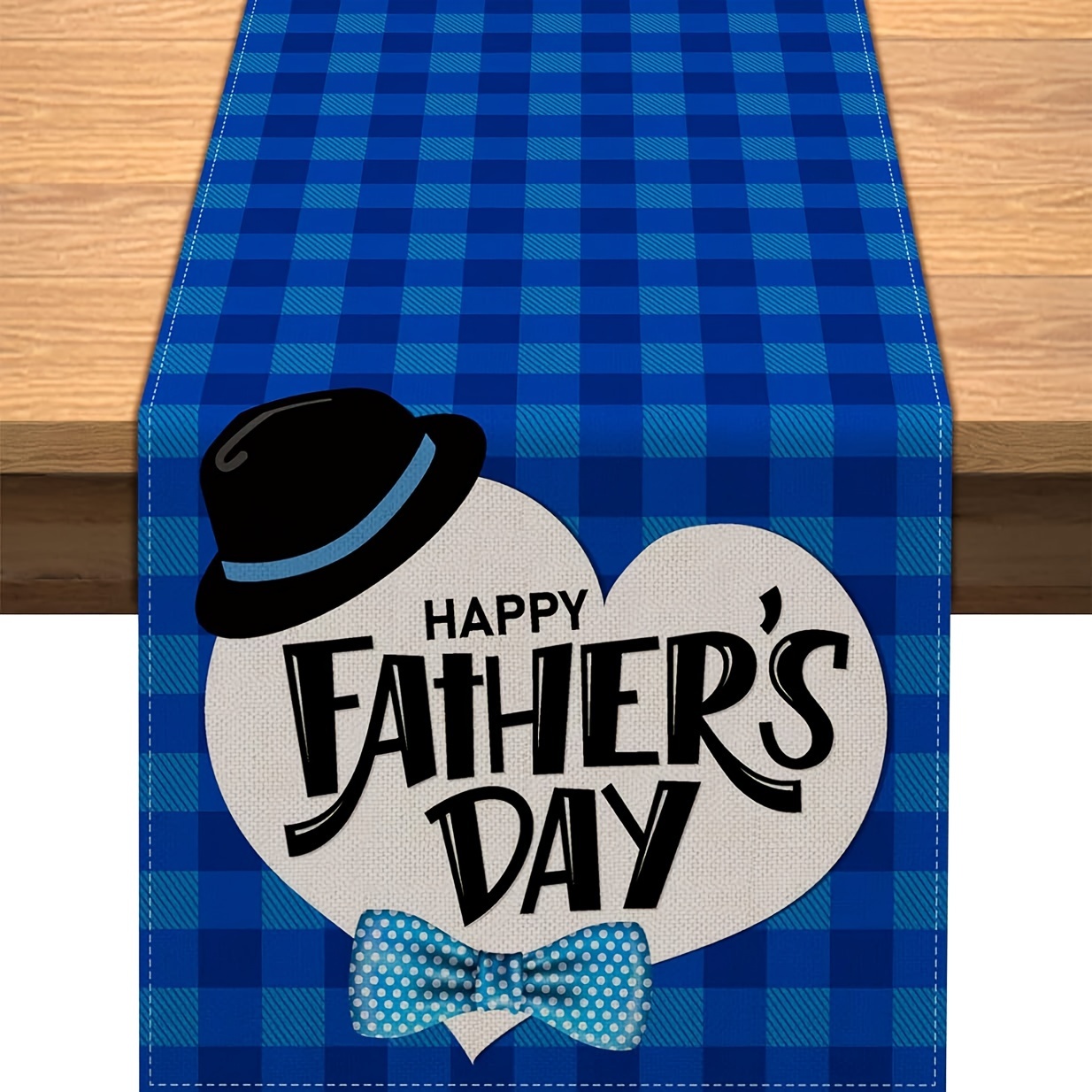 TEMU 1pc Happy Father's Day Table Runner Check Best Dad Ever Indoor Outdoor Party Decoration Home Dining Room Kitchen Table Decor