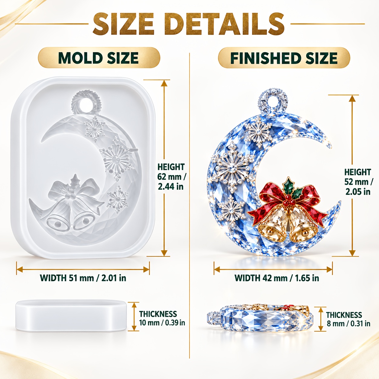 Crescent Moon & Snowflake Resin Mold for DIY Crafts