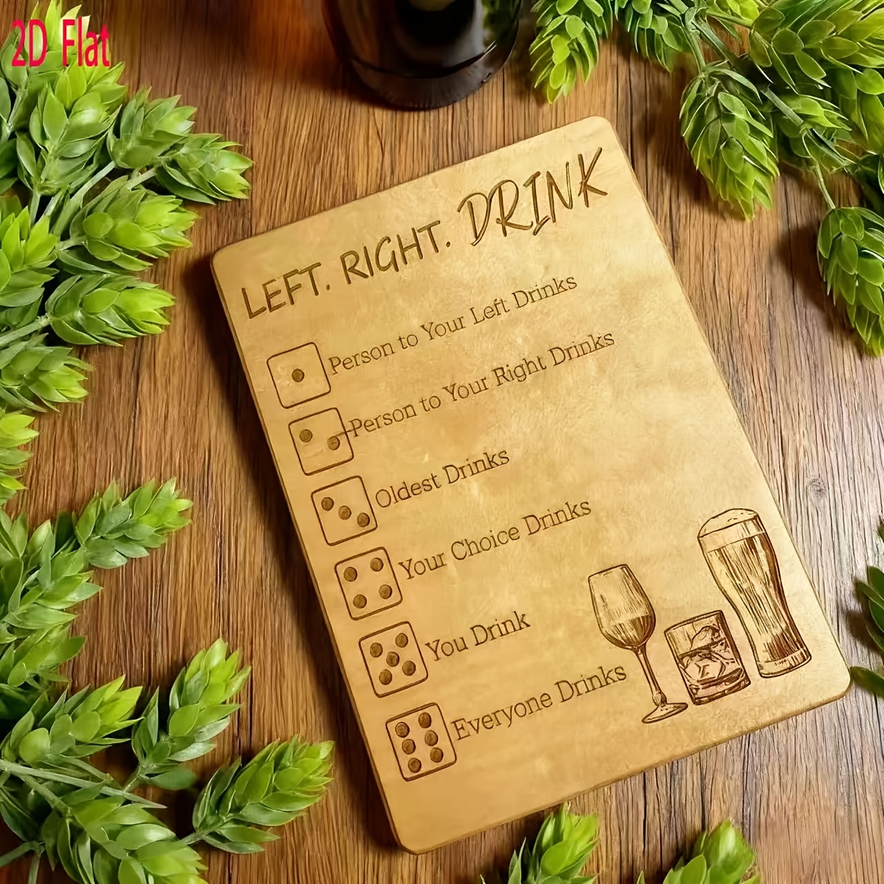 Image of 2d Flat Wooden Fun Drinking Game For Adults, Perfect For Bars, Clubs, Family Gatherings, Couples, , Christmas, Valentine's Day, Thanksgiving, And New Year Celebrations, 2d Flat For Halloween、christmas