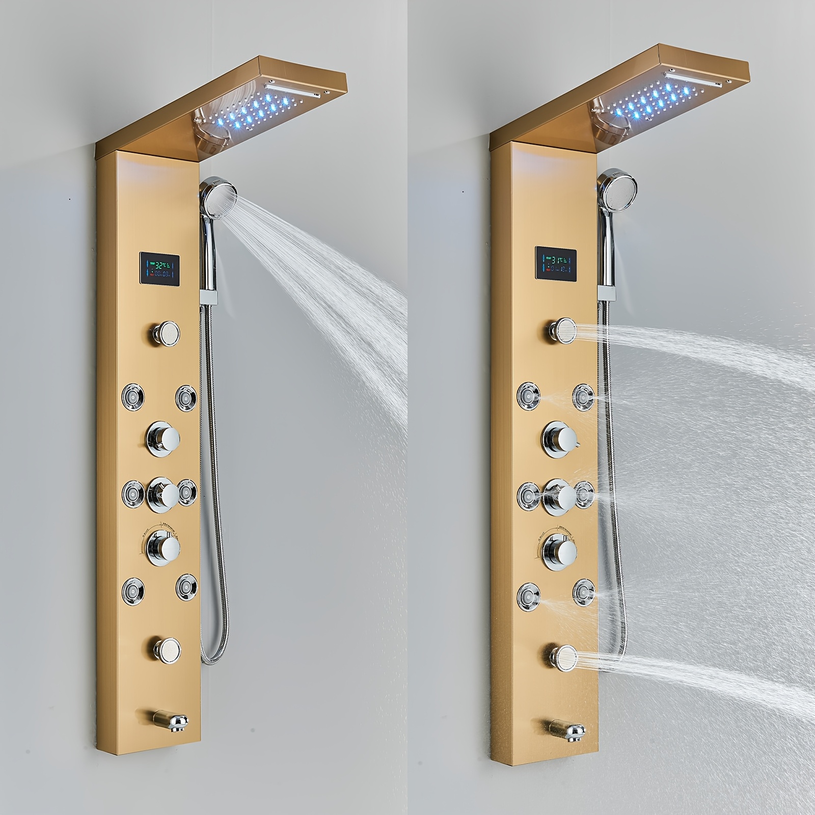 Stainless Steel Shower Tower Panel with 5-in-1 Functionality