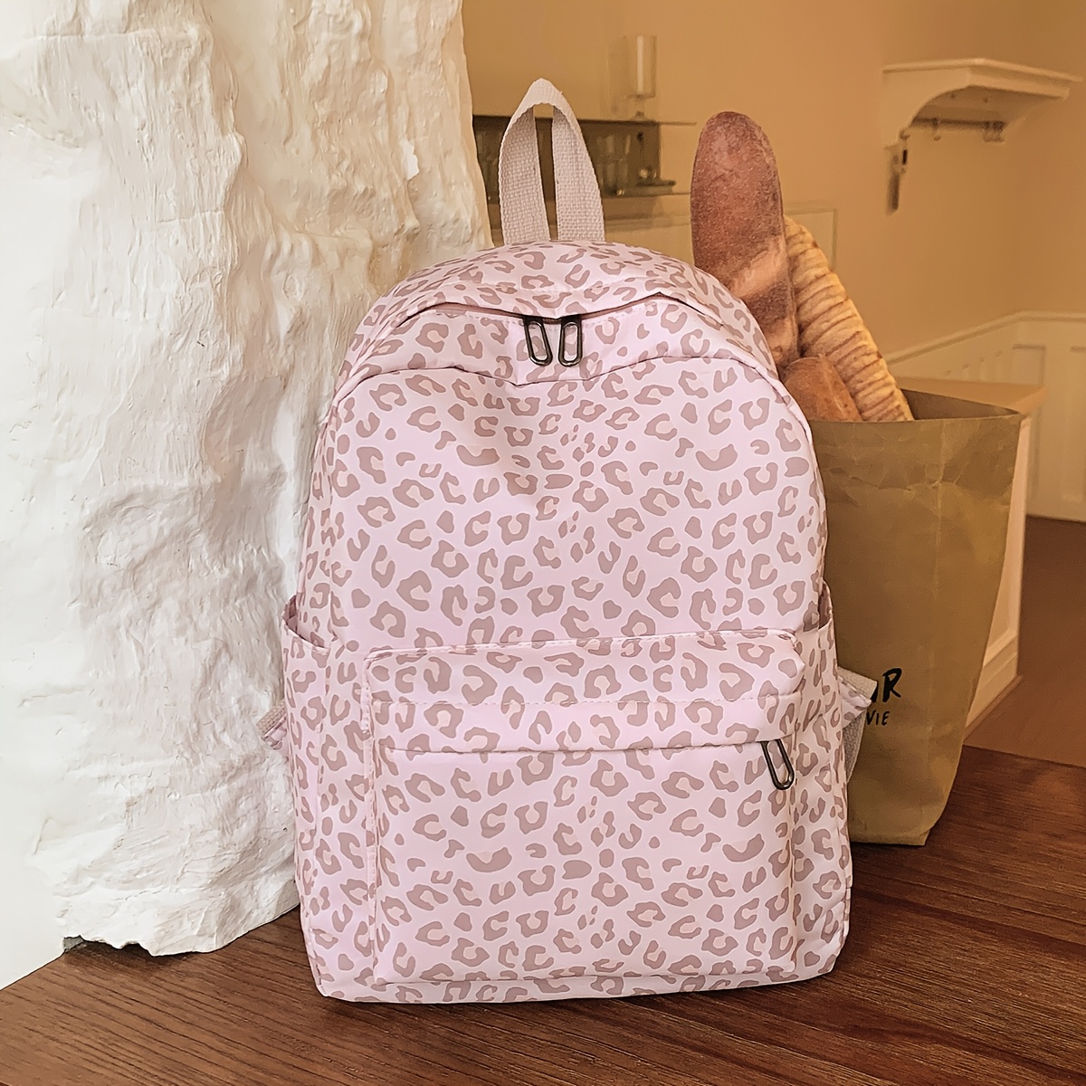 TEMU Teenager's Leopard Print Large Capacity Backpack, Middle And College Student Campus Back-to-school Bag, Lightweight Casual Outdoor Travel