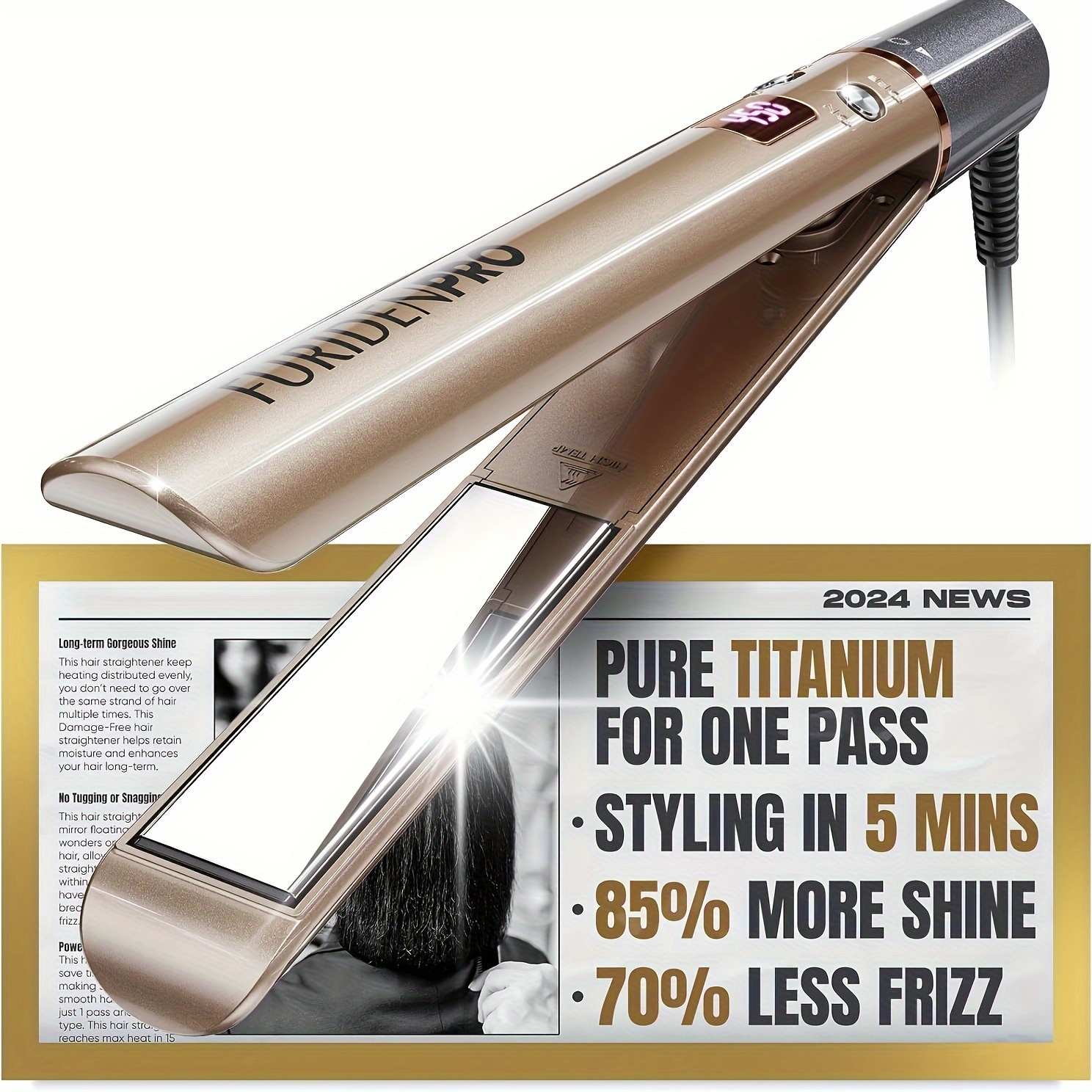 

Furiden Titanium Flat Iron - To , Shiny, | Add 85% Of Shine | 70% Of Frizz