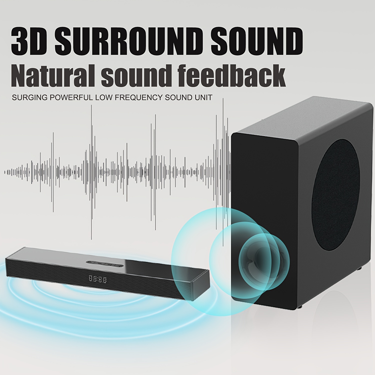 Barra de sonido con subwoofer inalámbrico Bluetooth / 2 AUX / Audio