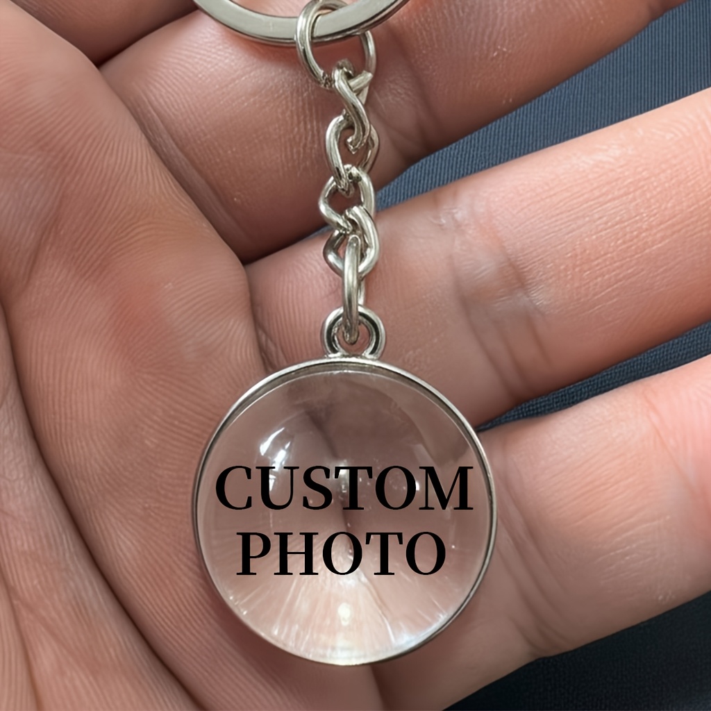 Personalized Custom Spherical Metal Keychain Pet High-definition Color Printing Pendant Gift Cute Durable Portable