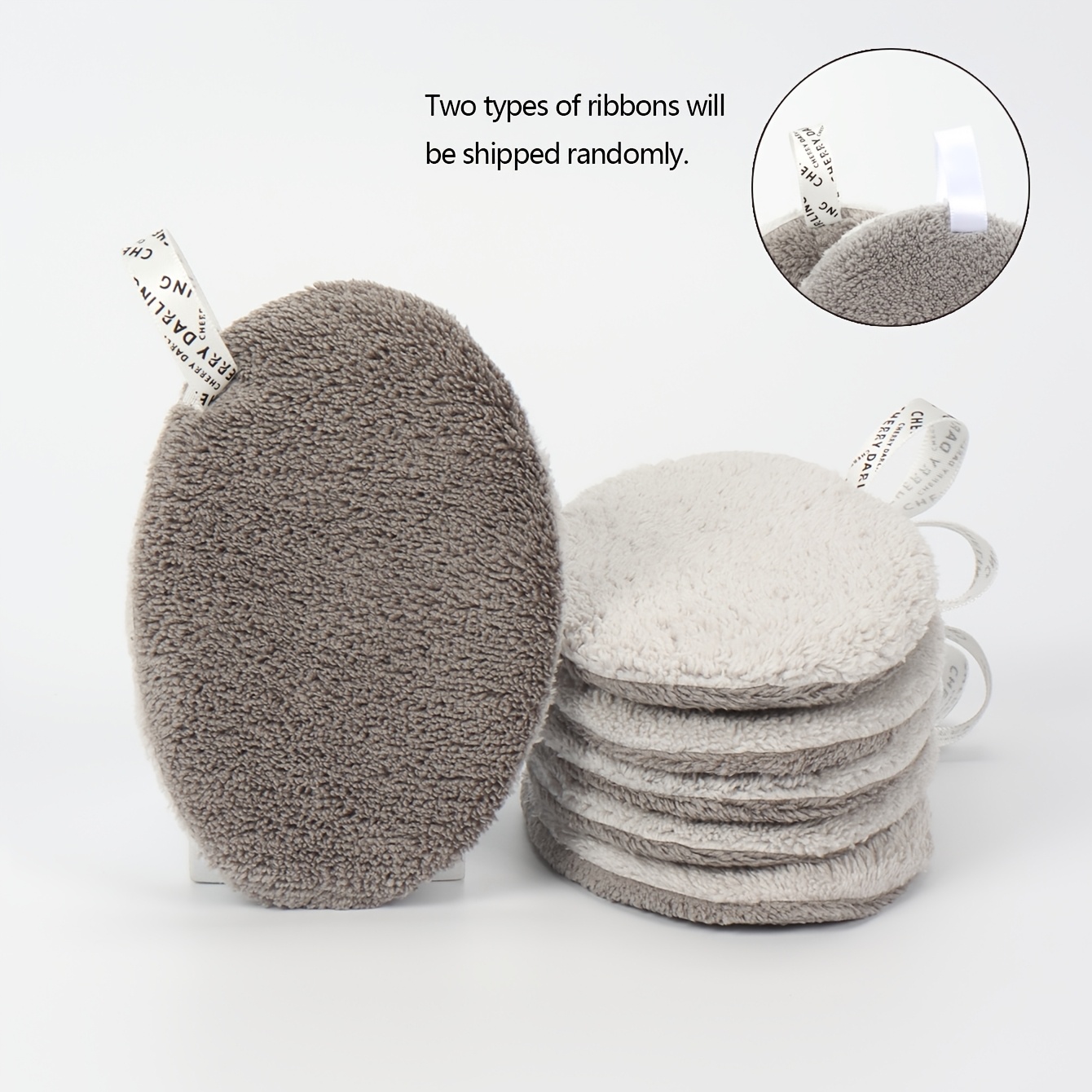 E-shop 8011 Ovale saugfähige Gesichtswaschpuffs 6 Stück, wiederverwendbare Make-up-Entfernungspads, doppelseitige waschbare Make-up-Entfernungstücher,