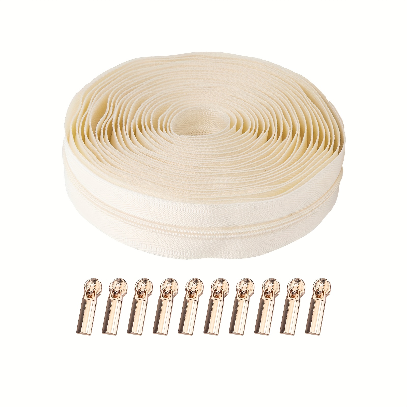 TEMU 1 Set, 3# Nylon Zipper (450cm/177inch/) With 10 Zipper Heads, Suitable For Home Sewing Replacement Zippers