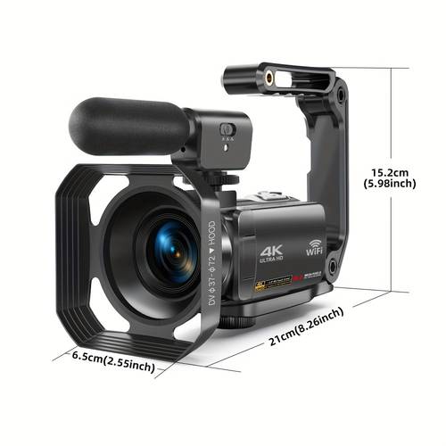 4k ultra hd camera with 18x zoom night and wi fi microphone handheld stand and protective cover youtube vlogging and live streaming camera for vlogging