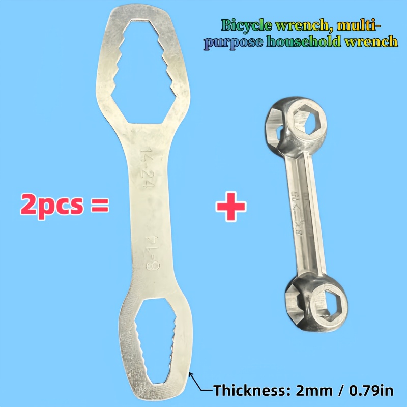 TEMU 2 pièces/set Clé Multifonction, Douille, Adaptée aux Boulons Hexagonaux, à Tête Plate et en Étoile, avec Fonction , Idéale pour Outils de