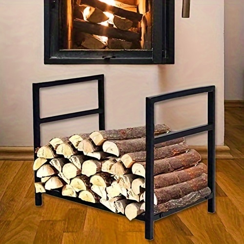 1pc modern metal firewood log holder wall mounted wood storage rack for fireplace   design log organizer for   details 0