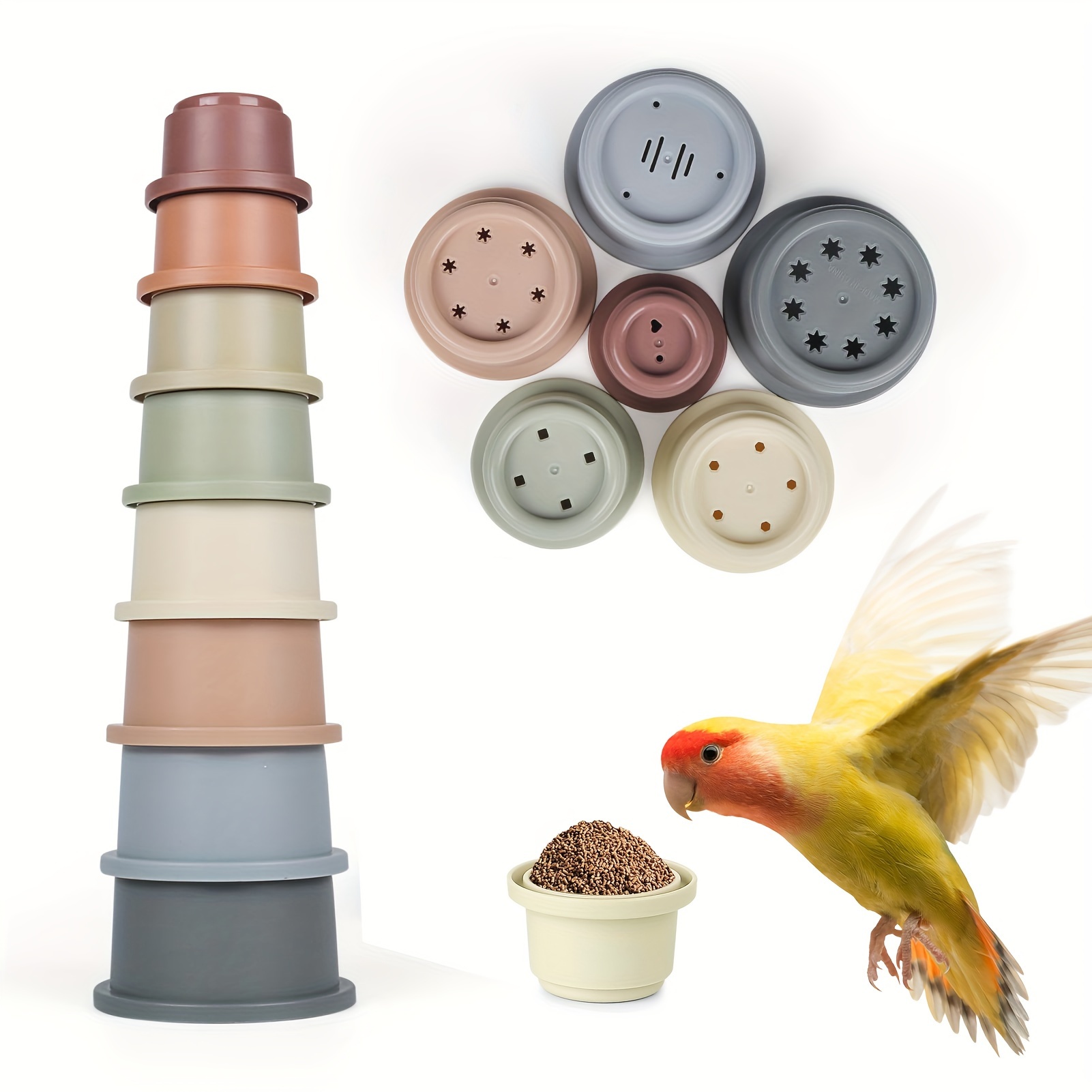 

8pcs Stacking Cups For - Bpa-free Abs Feeding & , Safe & Enrichment Set Storage - For , & - Fun And Stimulation