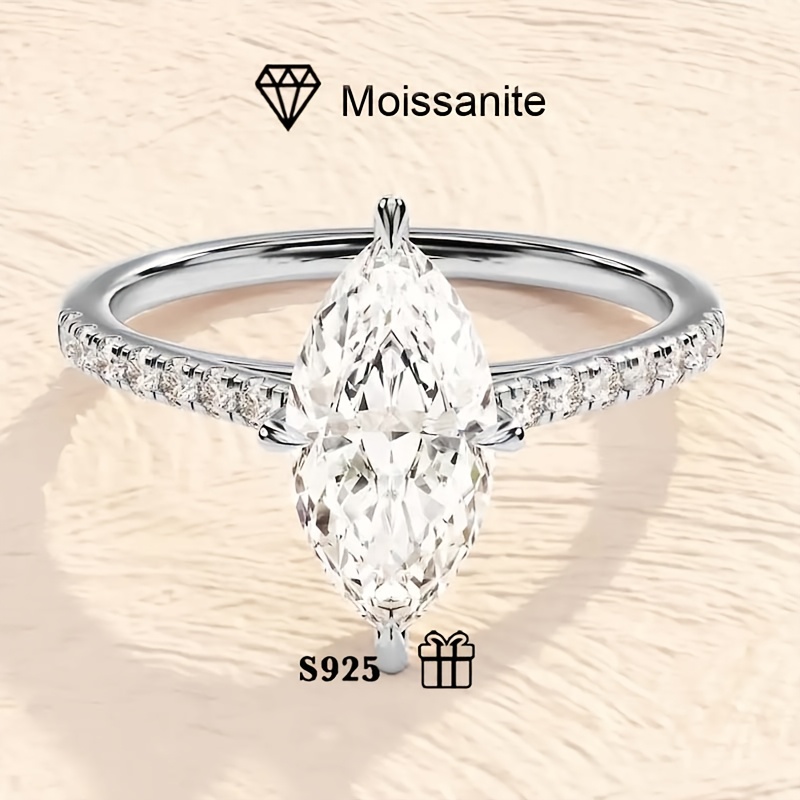 4.2g 2 Carat Marquise Moissanite Ring in S925 Silver