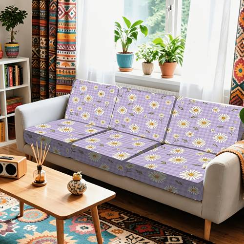 de cojín 2d para sofá, elástica para sofá , de cojín de sofá con elegante de margaritas, diseño floral a cuadros para una decoración acogedora , cojín de asiento y elegante con vintage, para el hogar, cafetería o
