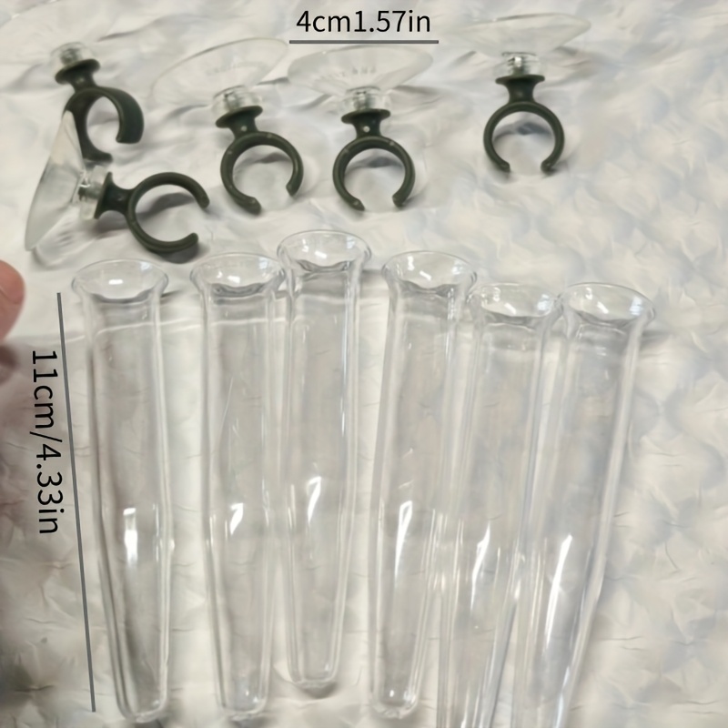 Image of Set Of 6 Creative Test Tube-shaped Vases With Suction Cups, Suitable For Hydroponic Plants, Decorative Mini Vases For Home And Office Decor, Attached To Glass And Smooth Walls