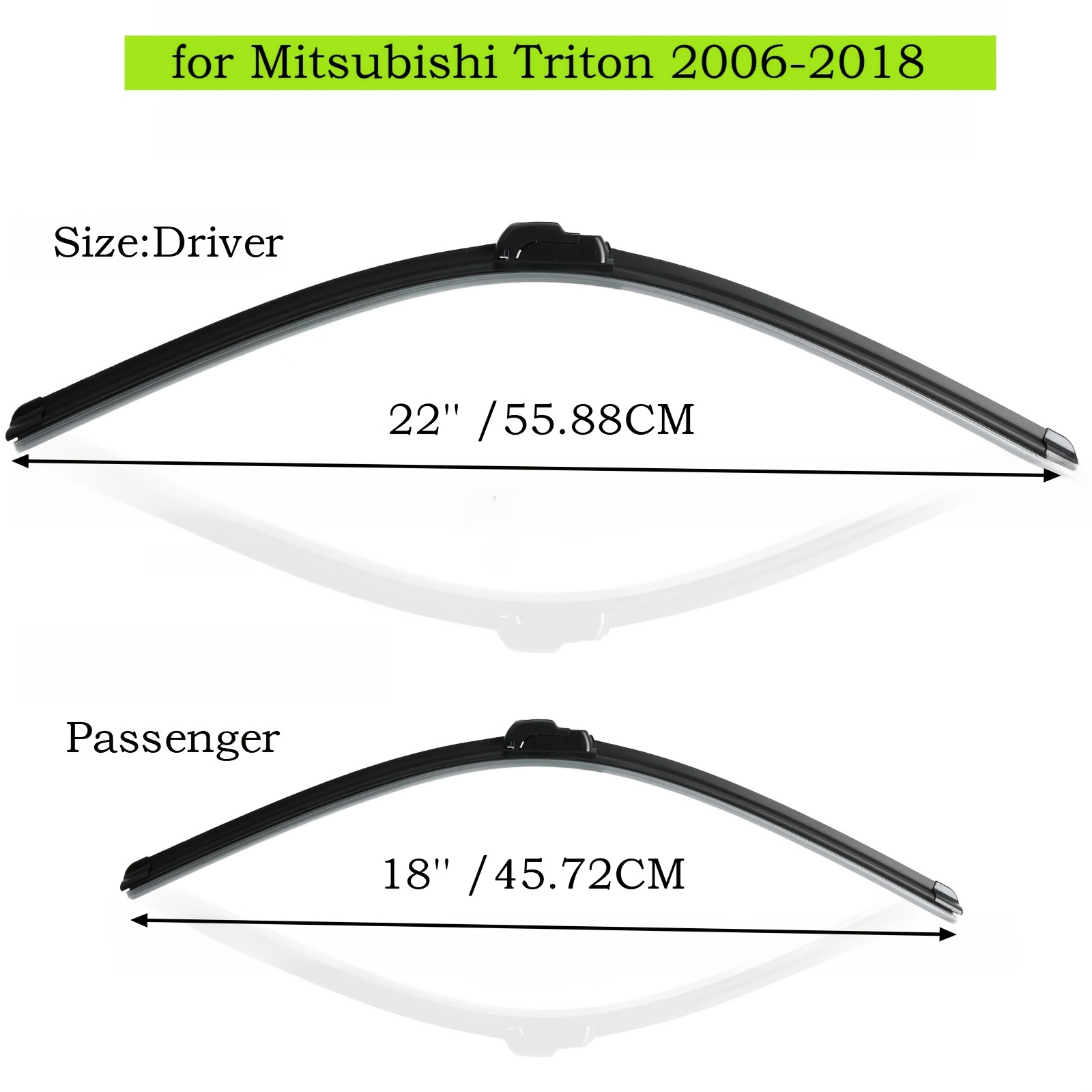 TEMU For Triton 2006-2018 Front Wiper Blades Windshield Windscreen Window Brush 22"+18"