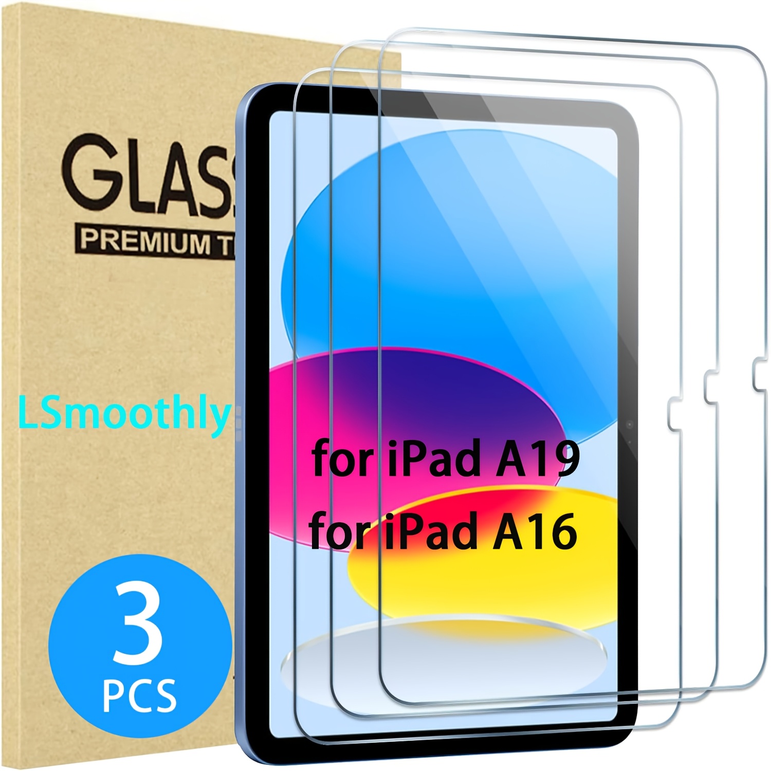TEMU 3pcs Set Of Tablet Screen Protectors For Ipad A19 2026 12th Generation For Ipad A16 2025 11th/10th Generation 2022 (11-inch/10.9-inch) Screen