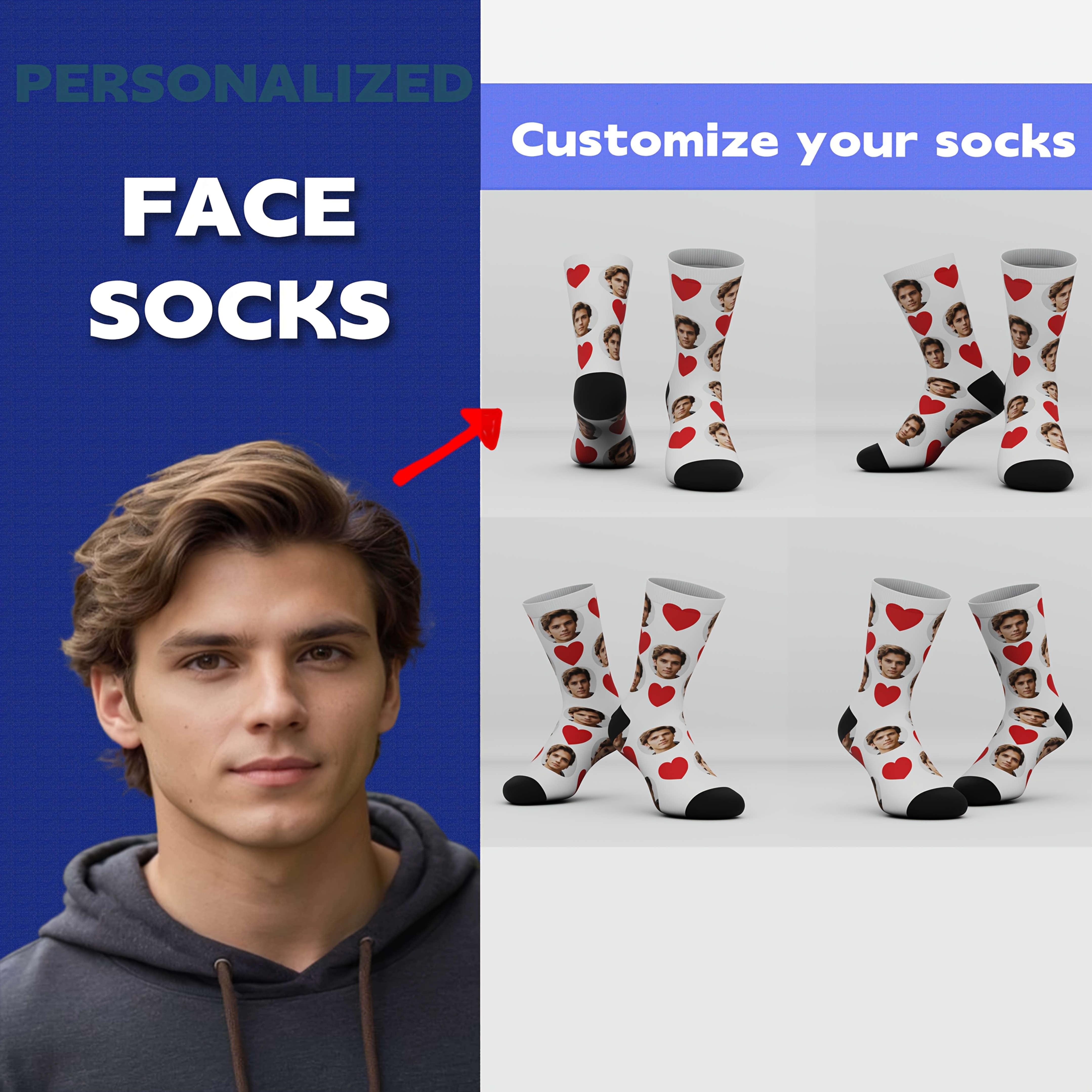 TEMU A Pair Of Personalized 360-degree Printed Unisex Socks Featuring . Suitable For Fashion And Casual/sportswear, Socks Are Comfortable, Breathable, And Creatively . An Ideal Gift For All -perfect