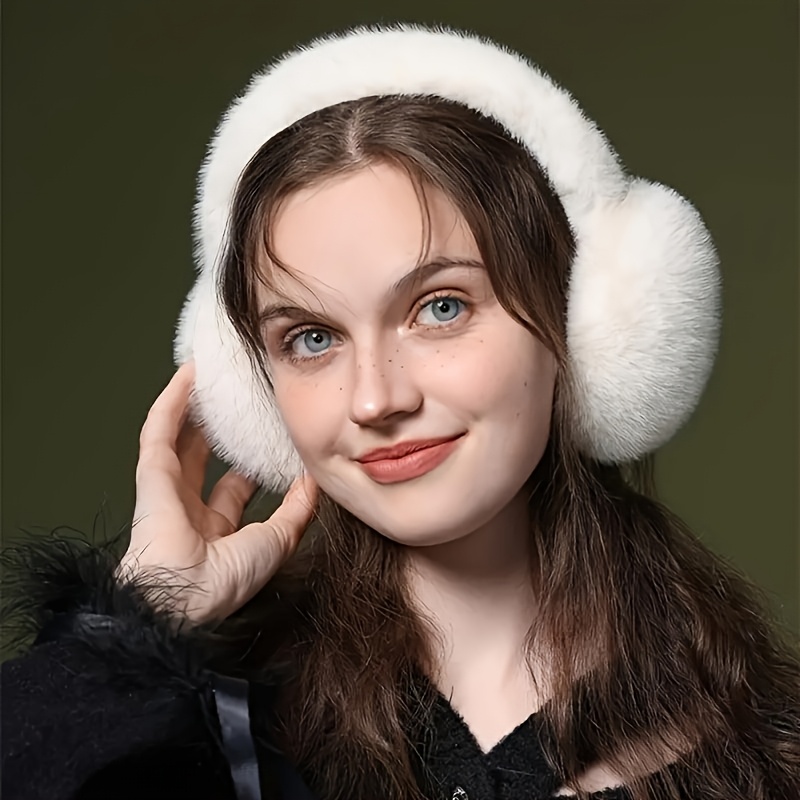 Women's Comfortable Plush Earmuffs - Cute Warm Winter Earmuffs, Elastic Fit, Hand Wash Polyester Fiber details 3