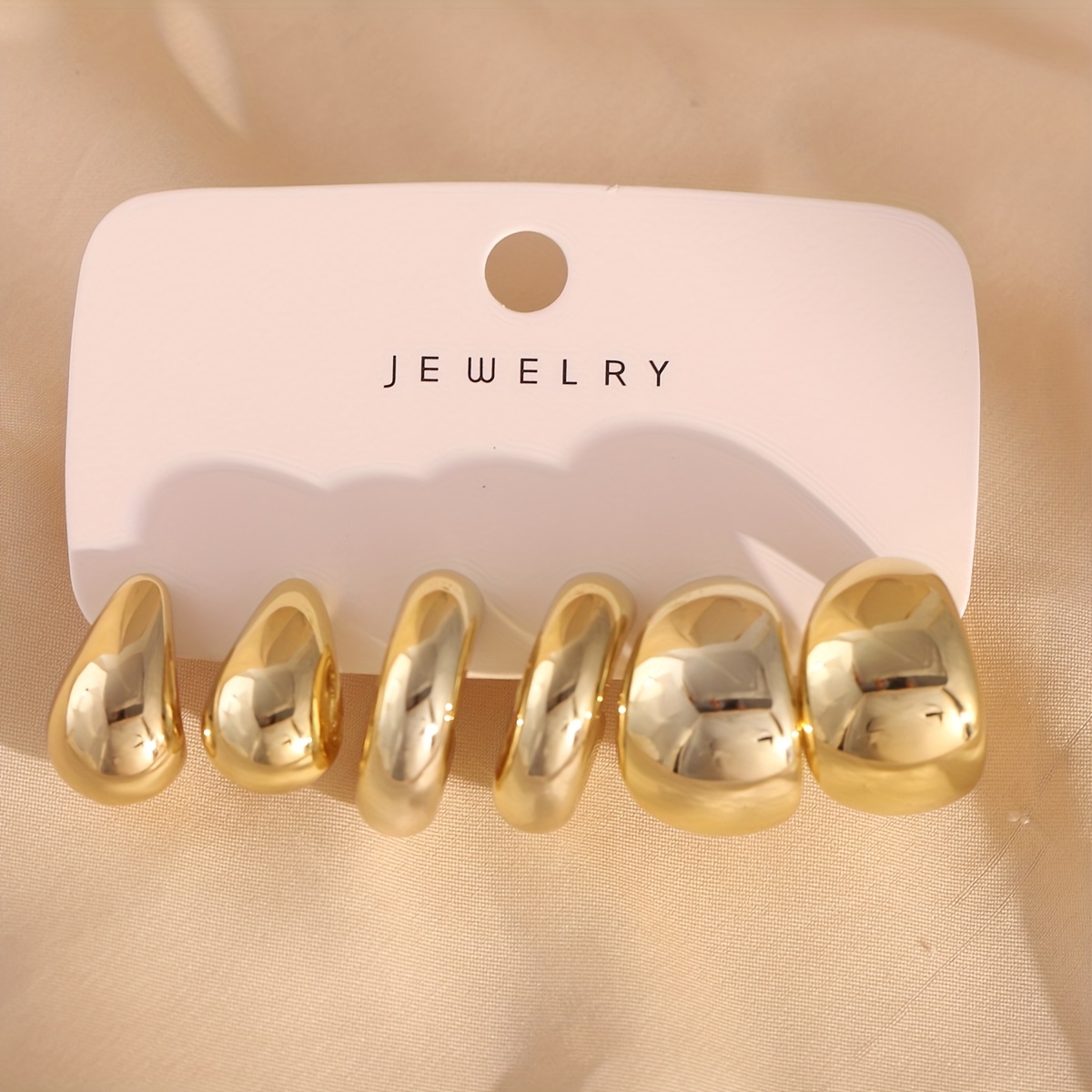 12pcs Teardrop & C Shaped Earring Set Chunky Acrylic & Iron Studs Parties Casual