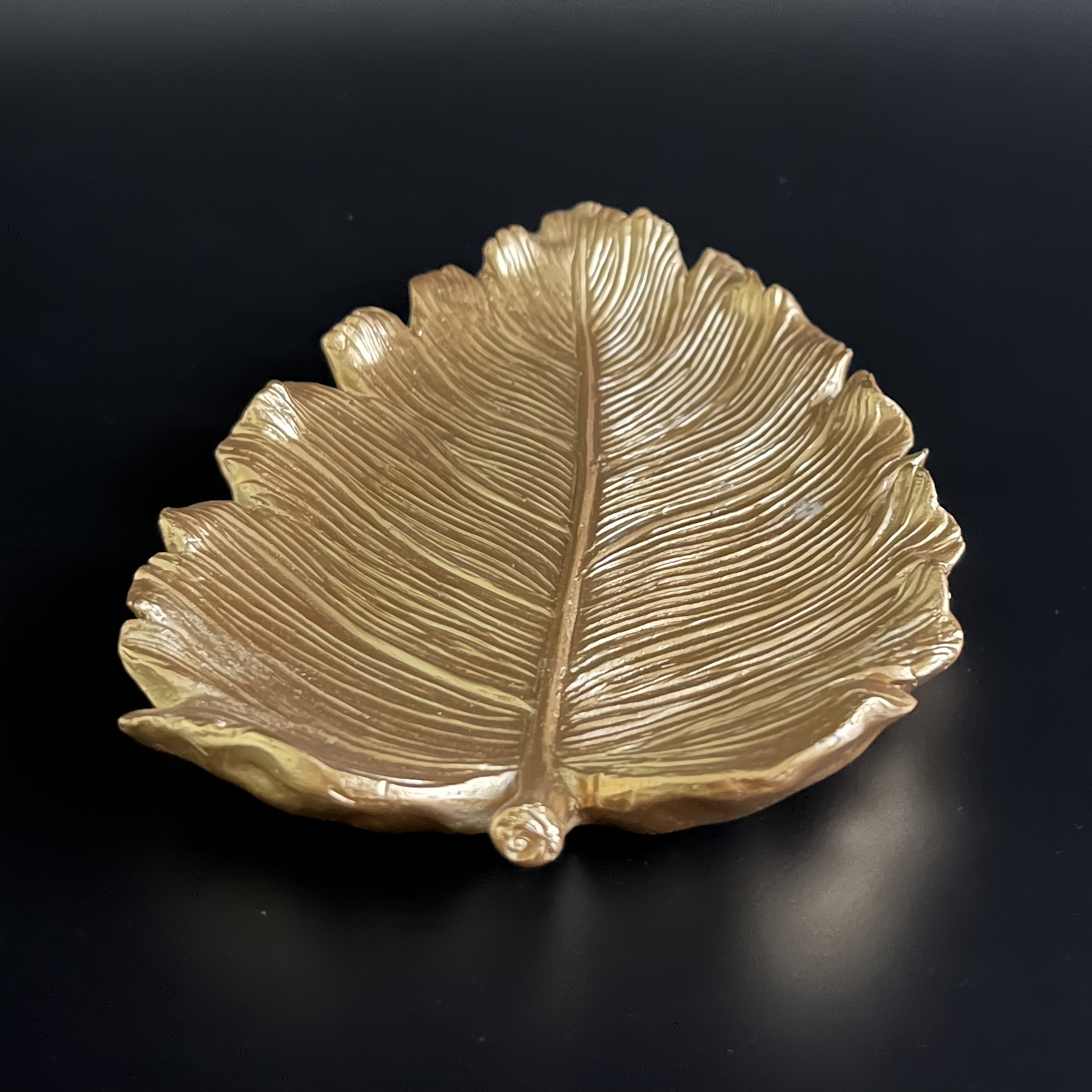 Image of 1pc Resin Tray - Style Home Decorative Plate With Intricate Vein Room, Study, Or Bedroom - Elegant Golden Accent Piece, Decor | Style Tray | Intricate Vein Detailing, Trays For Home Decor